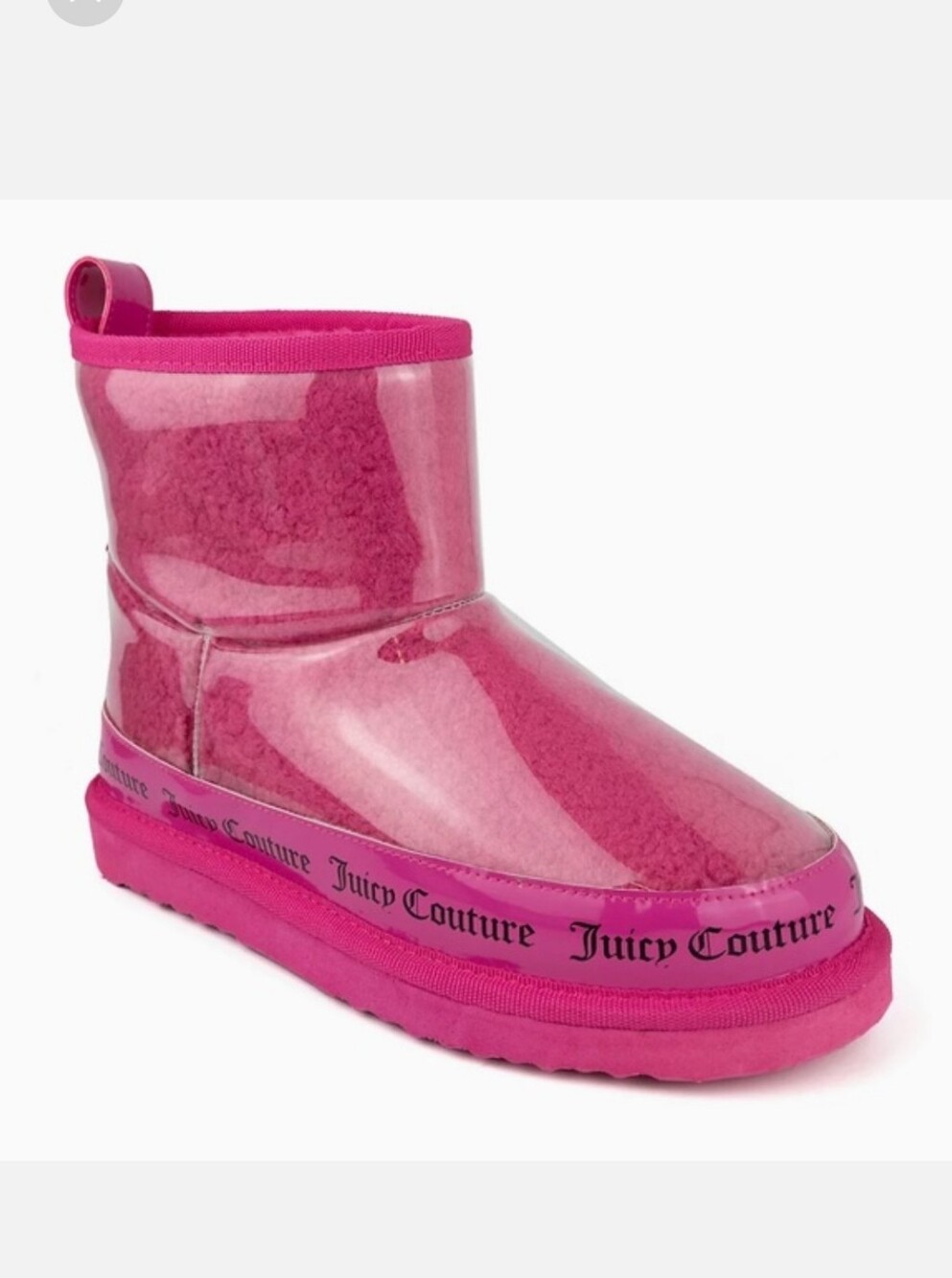 Juicy Couture Hot Pink Klash Clear Faux Fur Rain Y2K y2k Boots Size 10